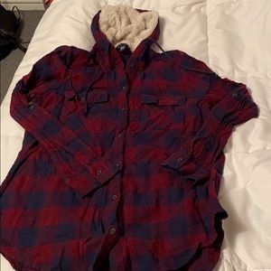 Cozy flannel burgundy and blue